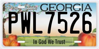 GA license plate PWL7526