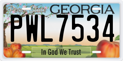 GA license plate PWL7534