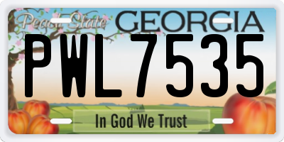 GA license plate PWL7535
