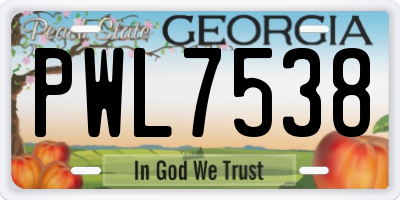 GA license plate PWL7538