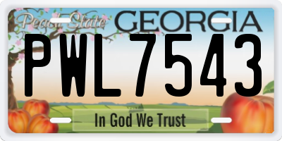 GA license plate PWL7543
