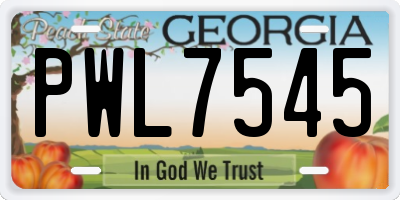 GA license plate PWL7545