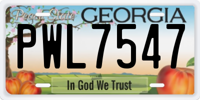 GA license plate PWL7547