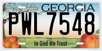 GA license plate PWL7548