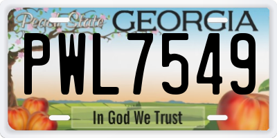GA license plate PWL7549