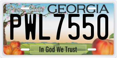GA license plate PWL7550