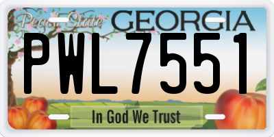 GA license plate PWL7551