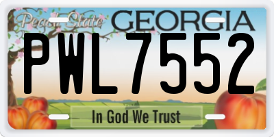 GA license plate PWL7552