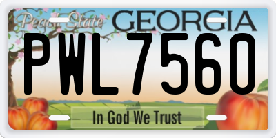 GA license plate PWL7560