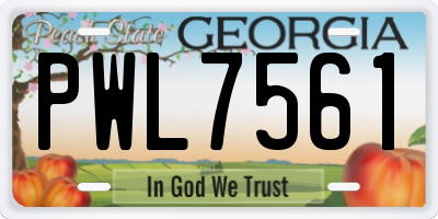GA license plate PWL7561