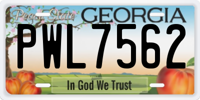 GA license plate PWL7562