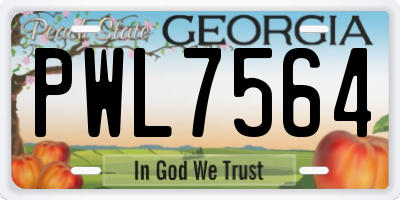 GA license plate PWL7564