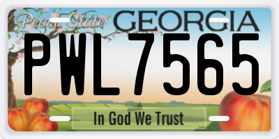 GA license plate PWL7565