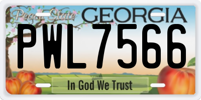 GA license plate PWL7566