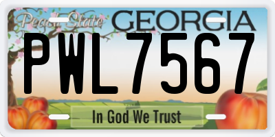 GA license plate PWL7567