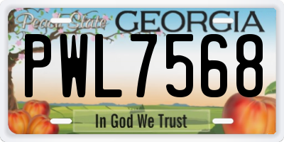 GA license plate PWL7568