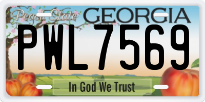 GA license plate PWL7569
