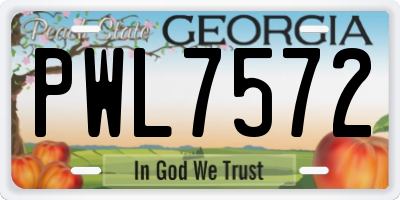 GA license plate PWL7572