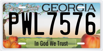 GA license plate PWL7576