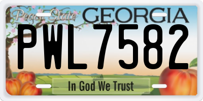 GA license plate PWL7582