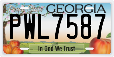 GA license plate PWL7587