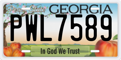 GA license plate PWL7589