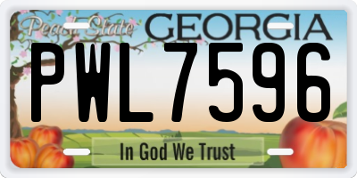GA license plate PWL7596