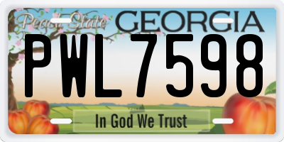 GA license plate PWL7598