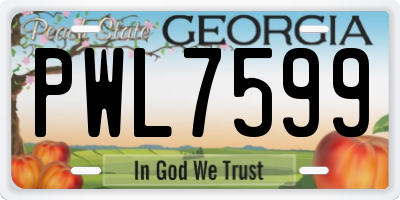 GA license plate PWL7599