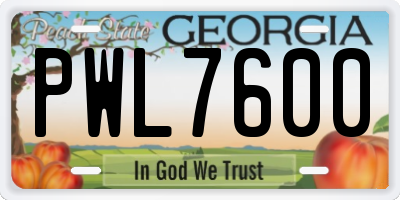 GA license plate PWL7600