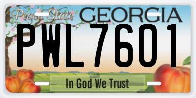 GA license plate PWL7601