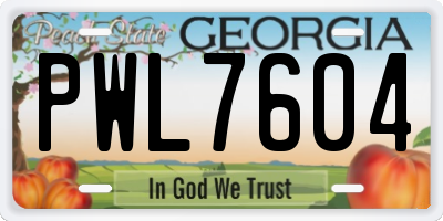 GA license plate PWL7604