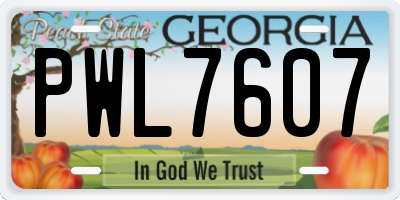 GA license plate PWL7607
