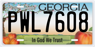 GA license plate PWL7608