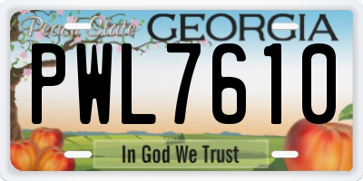 GA license plate PWL7610