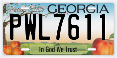 GA license plate PWL7611