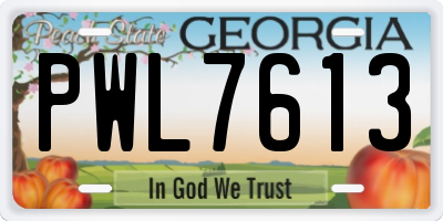 GA license plate PWL7613