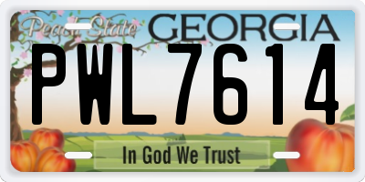 GA license plate PWL7614