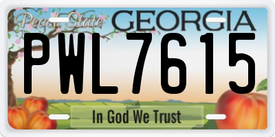 GA license plate PWL7615