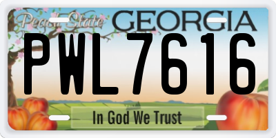 GA license plate PWL7616