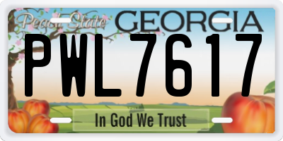 GA license plate PWL7617
