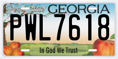 GA license plate PWL7618