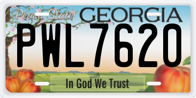 GA license plate PWL7620