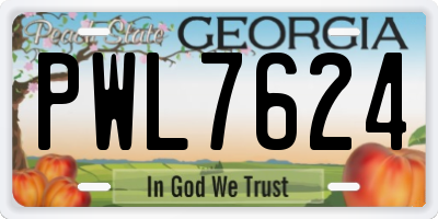 GA license plate PWL7624