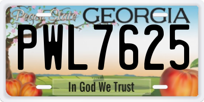 GA license plate PWL7625