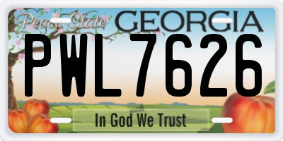 GA license plate PWL7626