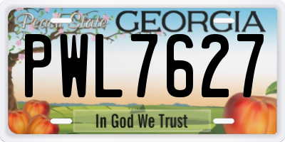 GA license plate PWL7627