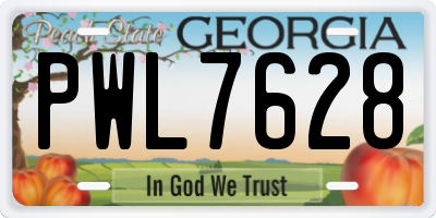 GA license plate PWL7628