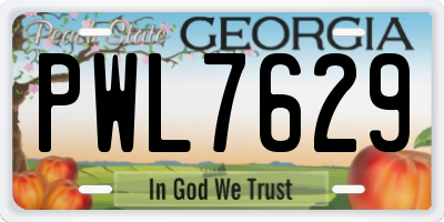 GA license plate PWL7629
