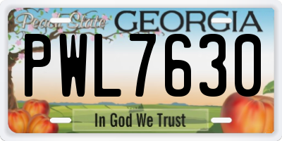 GA license plate PWL7630